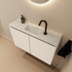 MONDIAZ TURE-DLUX Meuble toilette - 80cm - Talc - EDEN - vasque Opalo - position centrale - 1 trou de robinet SW1104156
