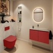 MONDIAZ TURE-DLUX Meuble toilette - 80cm - Fire - EDEN - vasque Opalo - position centrale - sans trou de robinet SW1104302