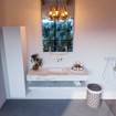 Mondiaz ALAN-DLUX Ensemble de meuble - 130cm - meuble Frappe mat - 0 tiroirs - Lavabo Cloud Frappe suspendu - vasque Centre - 0 trous de robinet SW809041