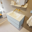 Mondiaz VICA-DLUX ensemble de meuble de salle de bain - 80cm - meuble sous-vasque argile - 2 tiroirs - lavabo encastré nuage milieu - sans trous de robinet - miroir modèle spot - version XL 60cm haut - opalo SW1099040