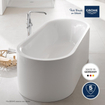 GROHE Essence New Partie apparente robinet de baignoire autoportant - inverseur - bec pivotant 27,7 cm - douchette à main - flexible de douche - chrome 0442596