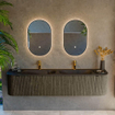 Mondiaz KURVE Ensemble de meubles de salle de bains - 190x46x40cm - 2 tiroirs - 2 portes - vasque solid surface - double - 2 trous de robinet - Shadow SW1414297