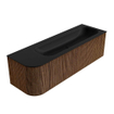 MONDIAZ KURVE 145cm Meuble salle de bain avec module 25 G - couleur Walnut - 1 tiroir - 1 porte - vasque BIG LARGE droite - sans trous de robinet - Urban SW1138516