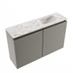 MONDIAZ TURE-DLUX Meuble toilette - 80cm - Smoke - EDEN - vasque Glace - position droite - 1 trou de robinet SW1103566