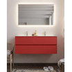 Mondiaz VICA ensemble de meuble de salle de bain - 120cm - meuble sous-vasque fire - 2 tiroirs - lavabo cloud double - 2 trous de robinet - miroir LED - version XL 60cm de haut SW1098014