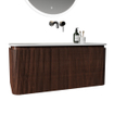 Royal Plaza Terra Edge Ensemble meuble de salle de bains - 100x44.7x46cm - vasque en solid surface blanc mat - 1 vasque - sans trou de robinet - 2 tiroirs - châtaigne (noyer) SW1471915