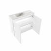 MONDIAZ TURE-DLUX Meuble toilette - 60cm - Talc - EDEN - vasque Ostra - position gauche - sans trou de robinet SW1104633