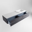 ENSEMBLE DE MEUBLE DE SALLE DE BAIN MONDIAZ ERIN - 150 cm - Anthracite - 2 tiroirs - lavabo à droite - 1 trou de robinet - Talc SW696945