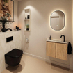 MONDIAZ TURE-DLUX Meuble toilette - 60cm - Washed Oak - EDEN - vasque Ostra - position droite - 1 trou de robinet SW1105118