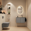 MONDIAZ TURE-DLUX Meuble toilette - 80cm - Smoke - EDEN - vasque Ostra - position centrale - 1 trou de robinet SW1105088