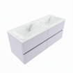 Mondiaz VICA-DLUX Ensemble de meuble de salle de bain - 120cm - meuble sous-vasque cale - 4 tiroirs - lavabo encastrée cloud double - 2 trous de robinet - version haute de 60cm - opalo SW1086335