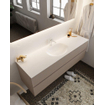 Mondiaz VICA Ensemble de meuble de salle de bain - 150cm - meuble sous-vasque fumée - 2 tiroirs - lavabo lune milieu - 1 trou de robinet - version XL 60cm haut SW1089766