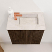 Mondiaz JOYA-DLUX 40cm toiletmeubel - kleur Walnut - Wastafel FAYE positie Rechts 1 kraangat kleur Ostra. SW1422569