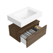 MONDIAZ ALAN Badmeubelset - 70cm - onderkast Mocha - 1 lade - Vrijhangende wastafel CLOUD - midden - 1 kraangat - Talc SW1197903