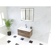 HR Matrix ensemble meuble de salle de bain 3d 80cm 1 tiroir sans poignée avec bandeau couleur charleston avec vasque fine 1 trou de robinetterie blanc mat SW857052