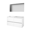 Basic-Line Basic 46 ensemble de meubles de salle de bain 120x46cm sans poignée 4 tiroirs lavabo acrylique 2 trous de robinetterie miroir mdf laqué blanc glacier SW350819