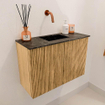 Mondiaz JOYA-DLUX 60cm meuble de toilette - couleur Chêne - Vasque FAYE position Milieu Sans trou de robinet couleur Lava SW1422055
