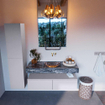 Mondiaz ALAN-DLUX Ensemble de meuble - 120cm - meuble Cale mat - 2 tiroirs - Lavabo Cloud Lava suspendu - vasque Centre - 0 trous de robinet SW808246