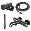 Brauer Gunmetal Carving Robinet de baignoire - ensemble de douche - douchette à main 1 fonction - bouton carving - PVD - gunmetal brossé SW1164638