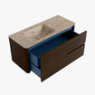 Mondiaz CIRO-DLUX Ensemble de meubles de salle de bains - 110x45x50cm - lavabo solid surface Arena - 1 vasque à gauche - sans trous de robinetterie - 2 tiroirs - Noyer SW1530421