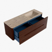 Mondiaz CIRO-DLUX Meuble de salle de bains - 140x45x50cm - Plan vasque solid surface Arena - 1 lavabo à droite - 1 trou de robinetterie - 4 tiroirs - Ruby SW1531711