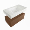 Mondiaz ALAN-DLUX Ensemble de meuble - 80cm - meuble Rust mat - 1 tiroir - Lavabo Cloud Opalo suspendu - vasque Centre - 1 trou de robinet SW806618