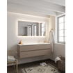 MONDIAZ VICA Ensemble de meuble salle de bain - 150cm - 2 tiroirs - lavabo Cloud à droite - 1 trou de robinet - solid surface smoke SW411416