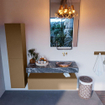Mondiaz ALAN-DLUX Ensemble de meuble - 120cm - meuble Oro mat - 1 tiroir - Lavabo Cloud Lava suspendu - vasque Droite - 0 trous de robinet SW808620