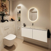 MONDIAZ TURE-DLUX Meuble toilette - 120cm - Talc - EDEN - vasque Ostra - position centrale - sans trou de robinet SW1104679