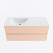 MONDIAZ VICA Ensemble meuble de salle de bains - 110cm - meuble sous-vasque rosee - 2 tiroirs - lavabo cloud gauche - sans trous de robinet - version haute 60cm - talc SW1083303