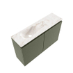MONDIAZ TURE-DLUX Meuble de toilette 80cm Army. EDEN lavabo Frappe position gauche. Avec 1 trou de robinet. SW1102652