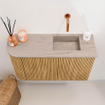 Mondiaz JOYA-DLUX 71.6cm meuble de toilette - arrondi gauche couleur Chêne - Vasque FAYE position Droite Sans trou de robinet couleur Saba. SW1424189