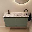MONDIAZ TURE-DLUX Meuble WC 80 cm Army. Lavabo EDEN Glace position droite. Avec 1 trou de robinet. SW1103214