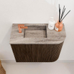 Mondiaz JOYA-DLUX 51.6cm toiletmeubel - ronding rechts kleur Walnut - Wastafel FAYE positie Links 1 kraangat kleur Oza. SW1424593