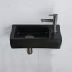 QeramiQ Lave-mains Kit lave-mains - 37.5x18.5x9cm - céramique - trou de robinet à droite - robinet lave-mains gunmetal - bonde de vidage - siphon abaissé - Mat Noir SW1232765