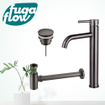 FugaFlow Eccelente Sobrado Kit mitigeur lavabo - robinet rehaussé - bonde clic clac - siphon design bas - PVD Gunmetal SW1124258