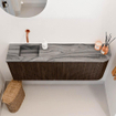 Mondiaz JOYA-DLUX 111.6cm toiletmeubel - ronding rechts kleur Walnut - Wastafel FAYE positie Links Zonder kraangat kleur Sombra. SW1424759