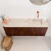 Mondiaz JOYA-DLUX Meuble de salle de bains 101.6cm - arrondi gauche couleur Ruby - Vasque FAYE position Droite Sans trou de robinet couleur Frappe SW1423500