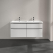 Villeroy & Boch Subway 3.0 meuble sous-lavabo - 130x55x45cm - avec poignée Volcano Black 2 découpes pour siphon à gauche et à droite panneau de particules Pure White SW701677