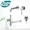 FugaFlow Eccelente Sobrado Slim Slim Kit mitigeur lavabo - robinet encastrable - bonde clic clac - siphon design - Chrome brillant SW1124317