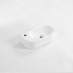 QeramiQ Pure Fontaine - 40x22x12cm - Gauche - Lisse - demi-rond - 1 trou de robinet - Céramique - Blanc Mat SW1209555