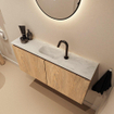 MONDIAZ TURE-DLUX Meuble toilette - 100cm - Washed Oak - EDEN - vasque Opalo - position centrale - 1 trou de robinet SW1104626