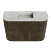 Mondiaz JOYA-DLUX Meuble de salle de bains - 63,2cm - arrondi gauche et droite couleur Shadow - Vasque FAYE position Milieu Sans trou de robinet couleur Glace SW1422811