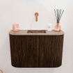 Mondiaz JOYA-DLUX 63.2cm toiletmeubel - ronding links en rechts kleur Walnut - Wastafel FAYE positie Midden Zonder kraangat kleur Arena. SW1424371