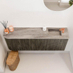 Mondiaz JOYA-DLUX 111.6cm toiletmeubel - ronding links kleur Shadow - Wastafel FAYE positie Rechts 1 kraangat kleur Oza. SW1425071