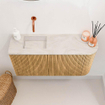 Mondiaz JOYA-DLUX 81.6cm toiletmeubel - ronding rechts kleur Oak - Wastafel FAYE positie Links Zonder kraangat kleur Ostra. SW1422272