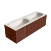 MONDIAZ KURVE-DLUX Meuble de salle de bains 140cm couleur Ruby avec 2 tiroirs et 0 portes. Lavabo STOR SMALL Double sans trou de robinet Meli. SW1432005
