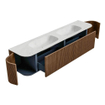 MONDIAZ KURVE-DLUX 200cm Meuble salle de bain avec module 25 G et D - couleur Walnut - 2 tiroirs - 2 portes - vasque STOR SMALL double - sans trou de robinet - couleur Opalo SW1137675