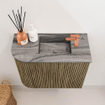 Mondiaz JOYA-DLUX Meuble de salle de bains 51.6cm - arrondi gauche couleur Dusk - Vasque FAYE position Droite 1 trou de robinet couleur Sombra. SW1426151
