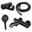 Robinet de baignoire Brauer Black Edition - ensemble de douche - douchette ronde 3 positions - bouton lisse - noir mat SW1164676
